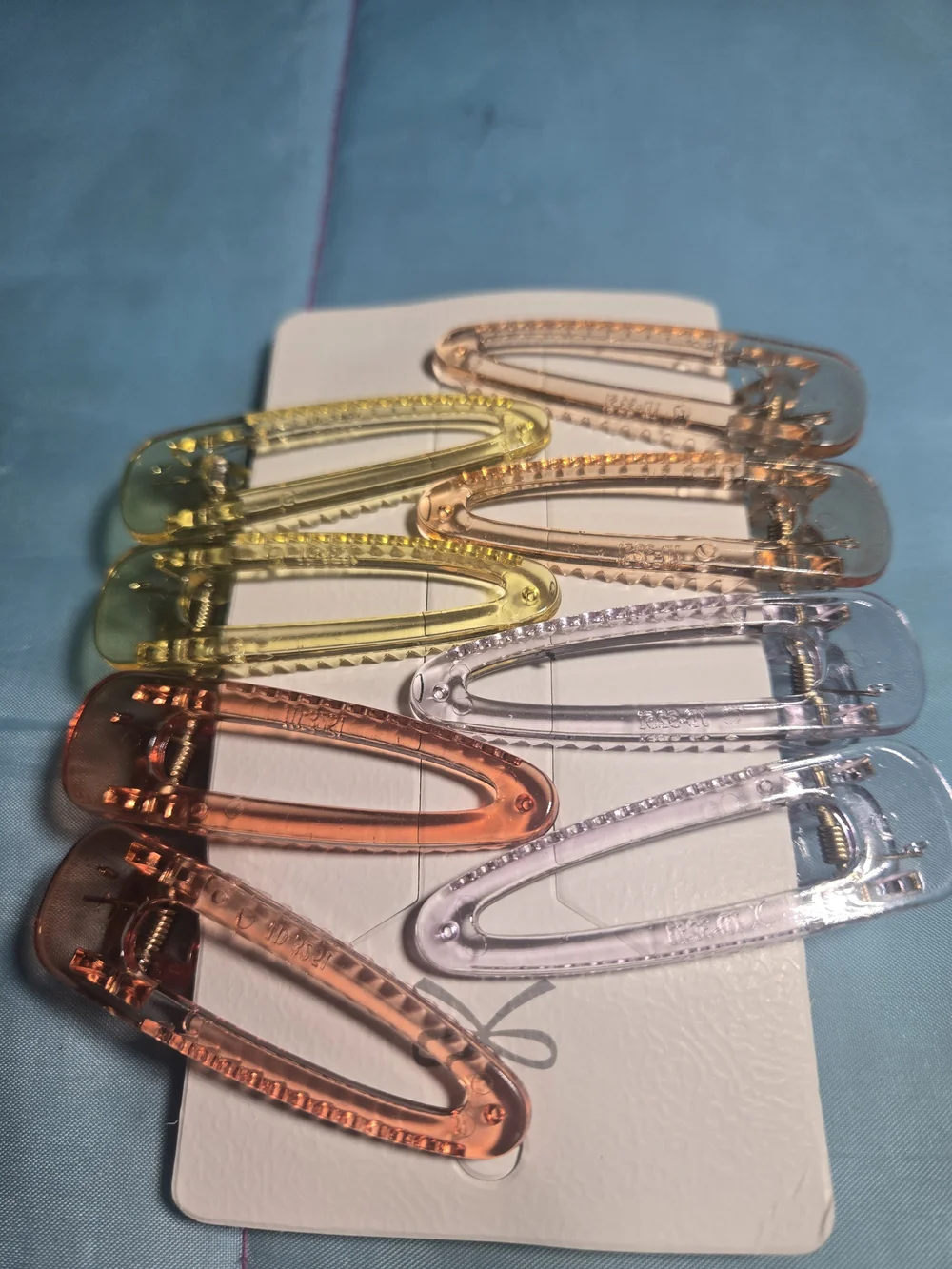Acrylic Resin Triangle Clear Transparent Candy Colorful Hair Clips Set Of 8 New